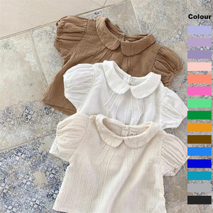 Custom Girs <span class=keywords><strong>abbigliamento</strong></span> Baby Doll t-shirt con risvolto morbido manica corta per bambine t-shirt dolce cotone <span class=keywords><strong>abbigliamento</strong></span> per bambini tessuto - Product Image 1