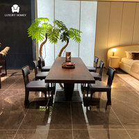 Ensemble de table à manger en bois massif sur mesure de l'usine de Foshan, 6 places, chaises de salle à manger de luxe, ensemble de 6 chaises de luxe pour villa, hôtel, projet