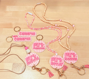 NUEVO Cordón Personalizado Rosa para Tarjetas de Identificación, Regalo de Regreso a Clases, Cierre de Seguridad, Gancho Ajustable, Cordón con Cuentas a la Moda - Product Image 6