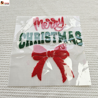 Nouvelles Écussons en lettres moelleuses Joyeux Noël, personnalisables, en chenille découpée au laser, thermocollants, grands modèles pour vêtements, vente en gros