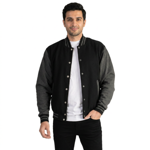 Veste universitaire pour homme de haute qualité, élégante, avec manches en cuir véritable et corps en laine premium, meilleur fournisseur en gros de vestes Letterman - Product Image 1