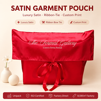 Pochette cadeau de luxe en satin rouge imprimée avec logo personnalisé pour mariage, emballage de mèches de cheveux, sac de rangement pour vêtements en soie