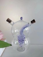 Vente en gros Jingyi Bouteille à sauce en verre transparente et violette, forme de raisin, 2 en 1, avec bouchon en liège, design classique