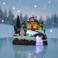 Décorations de Noël en gros : Maisons de village de Noël musicales en polyrésine avec 8 chansons de Noël et lumières LED multicolores