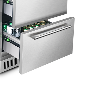 Réfrigérateur encastrable en acier inoxydable 145L pour boissons et vins, bar à glace, stockage domestique, 2 tiroirs, intérieur, étanche - Product Image 3