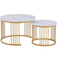 Table Basse Moderne en Marbre, Verre et Métal pour Maison, Villa, Chambre et Hôtel – Nouveau Design – Table Basse de Salon en Verre