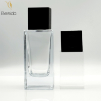 Vente en gros bouteille de parfum en verre vide de luxe de 100ml avec bouchon pulvérisateur carré rond et rectangle recharge