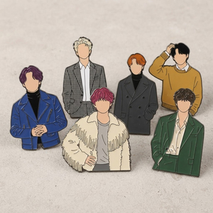 Épinglette en métal personnalisée de haute qualité pour figurine d'idole Kpop, avec impression en lettrage et émail souple, finition polie - Product Image 3