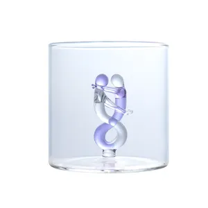 Exquisita taza de té de cristal de estilo árabe 3D, tazas de vidrio de café iced hechas a mano abstractas