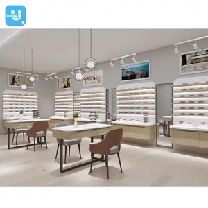 Lunettes de soleil en bois personnalisées à la mode vitrine meubles optique en bois décoration de conception intérieure de magasin