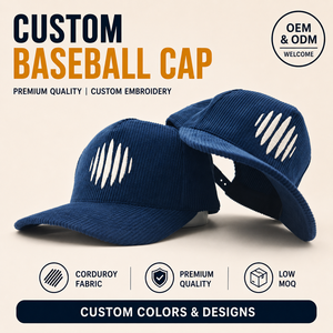 Gorra de Béisbol de Pana Personalizada con Logotipo Bordado, Ajustable, Unisex, Casual, de 6 Paneles, Calidad Premium, MOQ Bajo - Product Image 1