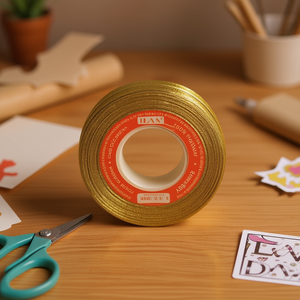 ริบบิ้นสีทองเมทัลลิก 1.5 ซม. x 20 หลา เทปตกแต่งสำหรับงานประดิษฐ์ - Product Image 3