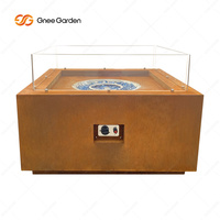 Table de chauffage au gaz pour jardin et camping en acier corten carré personnalisé, écologique