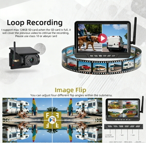 Xe tải 7in kỹ thuật số không dây IP68 không thấm nước đêm xem màn hình HD sao lưu từ năng lượng mặt trời sạc pin máy ảnh Kit - Product Image 4