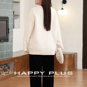 Suéter de Cuello Redondo Bordado Happy Plus para Mujer, Corte Holgado, Largo Medio, Ropa de Punto para Otoño e Invierno con Diseño de Oso - Product Image 3