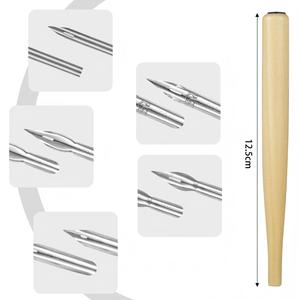 Kalligrafie-Tauchstift-Set mit 5 austauschbaren Metallspitzen und Vintage-Holzgriff für künstlerisches englisches Comic-Zeichnen - Product Image 6