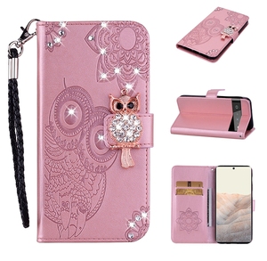 Pour <span class=keywords><strong>Google</strong></span> <span class=keywords><strong>Pixel</strong></span> 9 8 7 6 Pro Pixel6 5 <span class=keywords><strong>4A</strong></span> 5G Bling diamant hibou <span class=keywords><strong>portefeuille</strong></span> étui en cuir luxe Flip téléphone cartes fente support couverture - Product Image 1