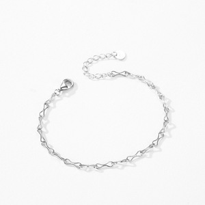 Bracelet en argent sterling S925 avec symbole infini, chaîne en argent simple pour femmes, bijoux simples et classiques, version en cuivre personnalisable - Product Image 3