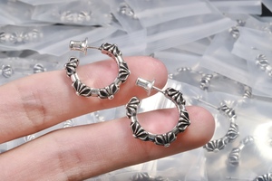 Chrom Heart Cross Drop Pendant Earrings <strong>Stud</strong> Jewelry Women Girls Men <strong>Silver</strong> Gold Plated Vintage Retro Trendy Cute Gift Wholesale - Product Image 6