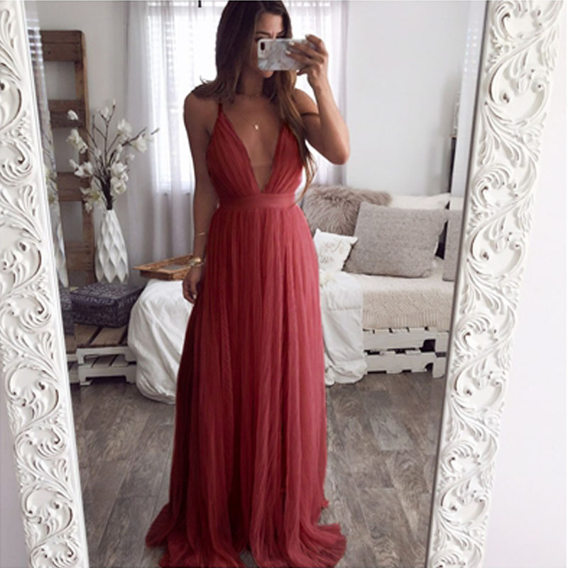 sachin and babi light blue dress Boho Slim V Neck Summer bandage backless Maxi Long Dress Women Casual   MaoXiangShop