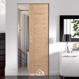 Porte intérieure coulissante en bois à fermeture douce, à encastrer dans le mur, cadre dissimulé, insonorisée, ignifuge, personnalisable, appartement, villa - Product Image 3