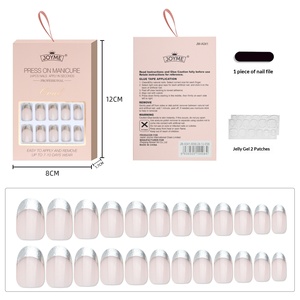 Lot de 24 faux ongles ronds à presser style français, faciles à appliquer et à retirer - Product Image 4