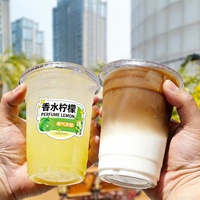 Gobelets jetables en PET pour boissons froides, 12/14/16 oz, pour café glacé et bubble tea, avec couvercles, personnalisables pour les importateurs de marques de boissons