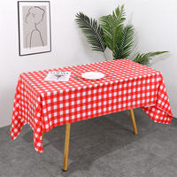 Nappe en plastique à carreaux rouge et blanc, jetable, pour pique-niques, anniversaires, carnavals, fêtes