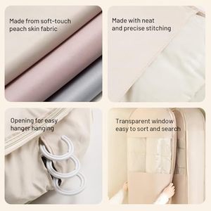 <span class=keywords><strong>Housse</strong></span> de rangement pour vêtements suspendue et compressible, gain de place, personnalisée, pour manteaux, doudounes, avec fenêtre transparente - Product Image 6