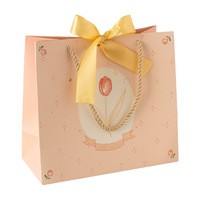 Custom Luxury Black Recyclable Paperboard Gift Shopping Bags with Custom Logo Lamination Ribbon Handle & Candle Use