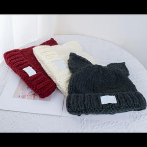 2025 Otoño Invierno cálido Gorro con orejas de gato acrílico gorro informal Unisex de alta calidad con bordado 3D diseño de logotipo personalizado - Product Image 3