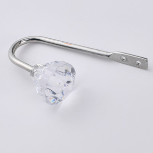 Stainless Steel Wall <b>Hook</b> <b>With</b> Acrylic Crystal Head For Closet Bathroom Door Storage Rack Silver Round Shape Durable Design - Product Image 2