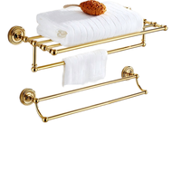 Ensemble d'accessoires de salle de bain de luxe en laiton doré poli, design traditionnel, facile à nettoyer, pour usage hôtelier, fixation murale