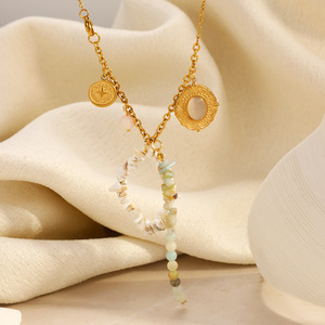 Stainless Steel Necklace With Natural Stone Beads <b>Compass</b> Pendant Vacation Style Y-Shaped <b>Chain</b> Casual Wear - Product Image 4