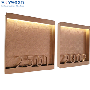 SKYSEEN personalizado 3D letras de Metal tiras de luz LED números de casa cuadrados con patrones para construir apartamento Hotel puerta casa - Product Image 5