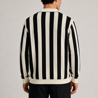 Pull Polo Homme Tricoté à Rayures avec Logo Lettre Personnalisé – Haut Tricot Style Maillot de Foot