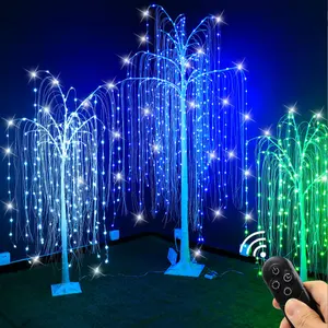 1.2m 2.1m Rgb Outdoor Artificial Christmas Tree Led Lights With Wireless Remote Control Holiday Weeping Willow Tree Led Lights