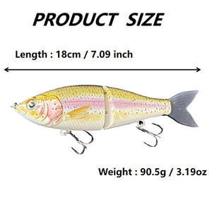 Leurre <span class=keywords><strong>de</strong></span> pêche coulant lent en plastique rigide 18cm/90.5g, couleurs réalistes, type glide bait/swimbait - Product Image 3