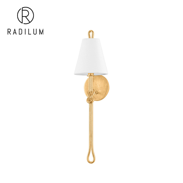 Artisan Brass Wall Sconce Modern Knot Style for Bedroom Bedside Designer Fabric Shade LED Light Hotel Project Gold Wall Lamp