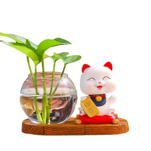 แจกันปลูกพืชไฮโดรโปนิกส์รูปแมวกวัก ของตกแต่งบ้านและสำนักงาน ของขวัญตรุษจีน - Product Image 5