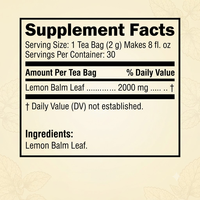 OEM ODM Tisane de Mélisse 2000mg 30 Sachets en Vrac Marque Privée