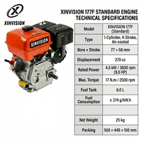 Moteur à essence 177F 270cc 9HP renforcé avec protection contre le manque d'huile pour machines de construction et fourniture OEM