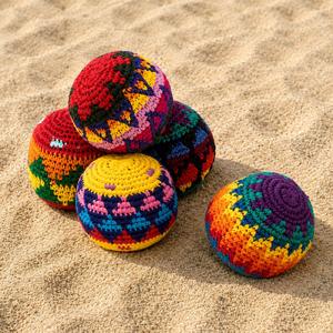 Ballon de jonglage coloré tricoté <span class=keywords><strong>à</strong></span> la main, petit anti-stress, personnalisable, idéal pour les salons professionnels, cadeau promotionnel, Hacky Sack au <span class=keywords><strong>crochet</strong></span> - Product Image 5