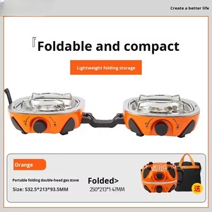 Cocina Portátil <span class=keywords><strong>de</strong></span> Doble Quemador <span class=keywords><strong>Naranja</strong></span>, Cocina Compacta para Acampar, <span class=keywords><strong>Estufa</strong></span> <span class=keywords><strong>de</strong></span> <span class=keywords><strong>Gas</strong></span> para Picnic y Senderismo - Product Image 2