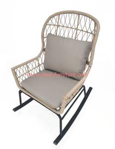 Silla Mecedora Moderna de Mimbre Gris para Exteriores, Económica, para Dormitorio, Escuela, Parque, Cocina, Taller, Patio - Product Image 3