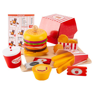 <strong>Wooden</strong> Children's Puzzle House Hamburger Set, Baby <strong>Food</strong> Cognition, Male and Female Role-playing <strong>Toys</strong> - Product Image 1