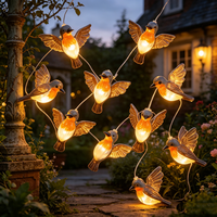 Lampes solaires LED personnalisées sur le thème des oiseaux, guirlande en fil de cuivre IP65, extérieur, blanc chaud, petite taille, haute luminosité, angle de faisceau 360°