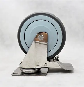 Rodas de castor de aço inoxidável com ou sem freio, ss 5 polegadas, 125mm, 304