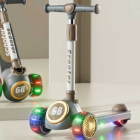 Trottinette pliable à 3 roues Tianxing Factory pour enfants, avec lumières LED clignotantes, hauteur réglable, roues en PU, pour garçons et filles