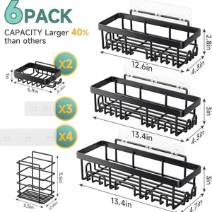 Estante de baño de doble nivel para montar en la pared, caja de almacenamiento de artículos de tocador de acero inoxidable resistente al agua, diseño antirust, sin perforaciones - Product Image 5